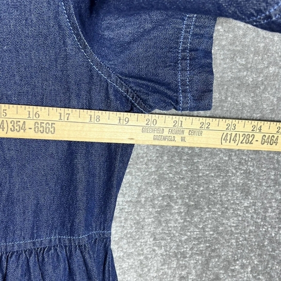 Blair Button Front Denim Midi Dress Womens Size Medium Blue Short Sleeve Pockets - Picture 7 of 8